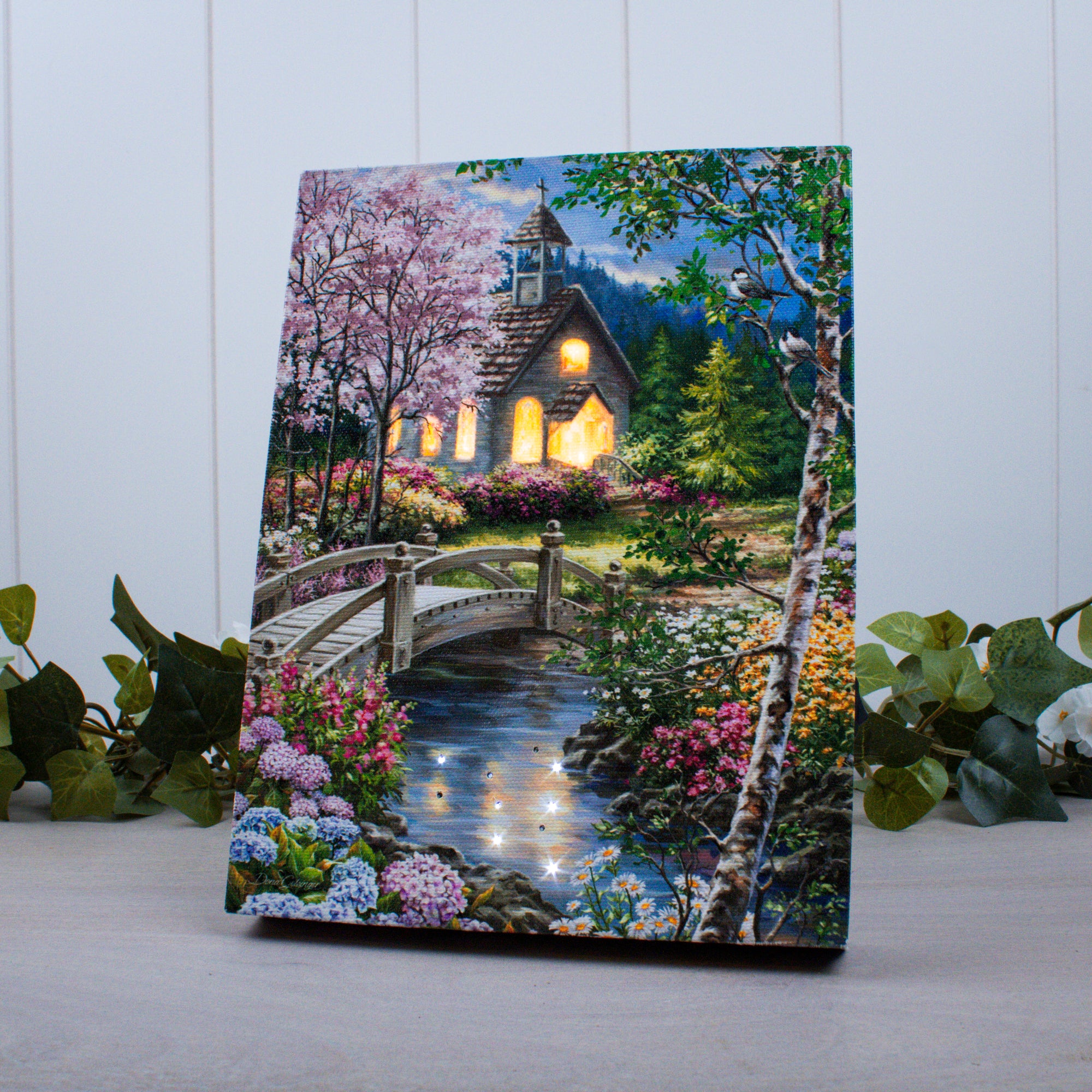Spring Chapel 8x6 Lighted Tabletop Canvas