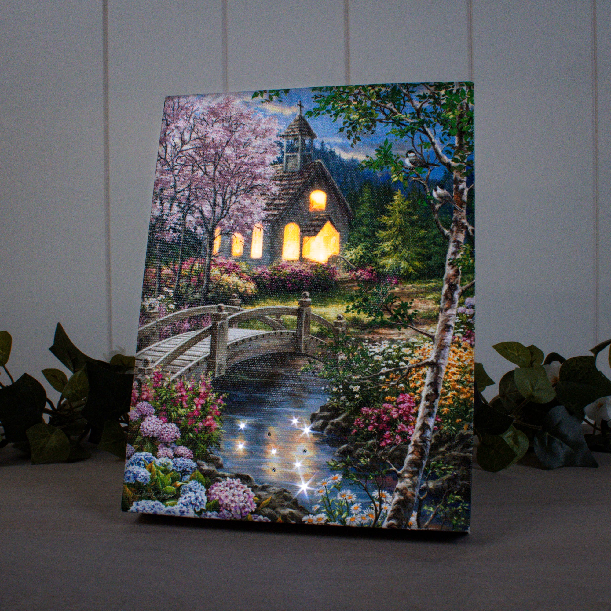 Spring Chapel 8x6 Lighted Tabletop Canvas