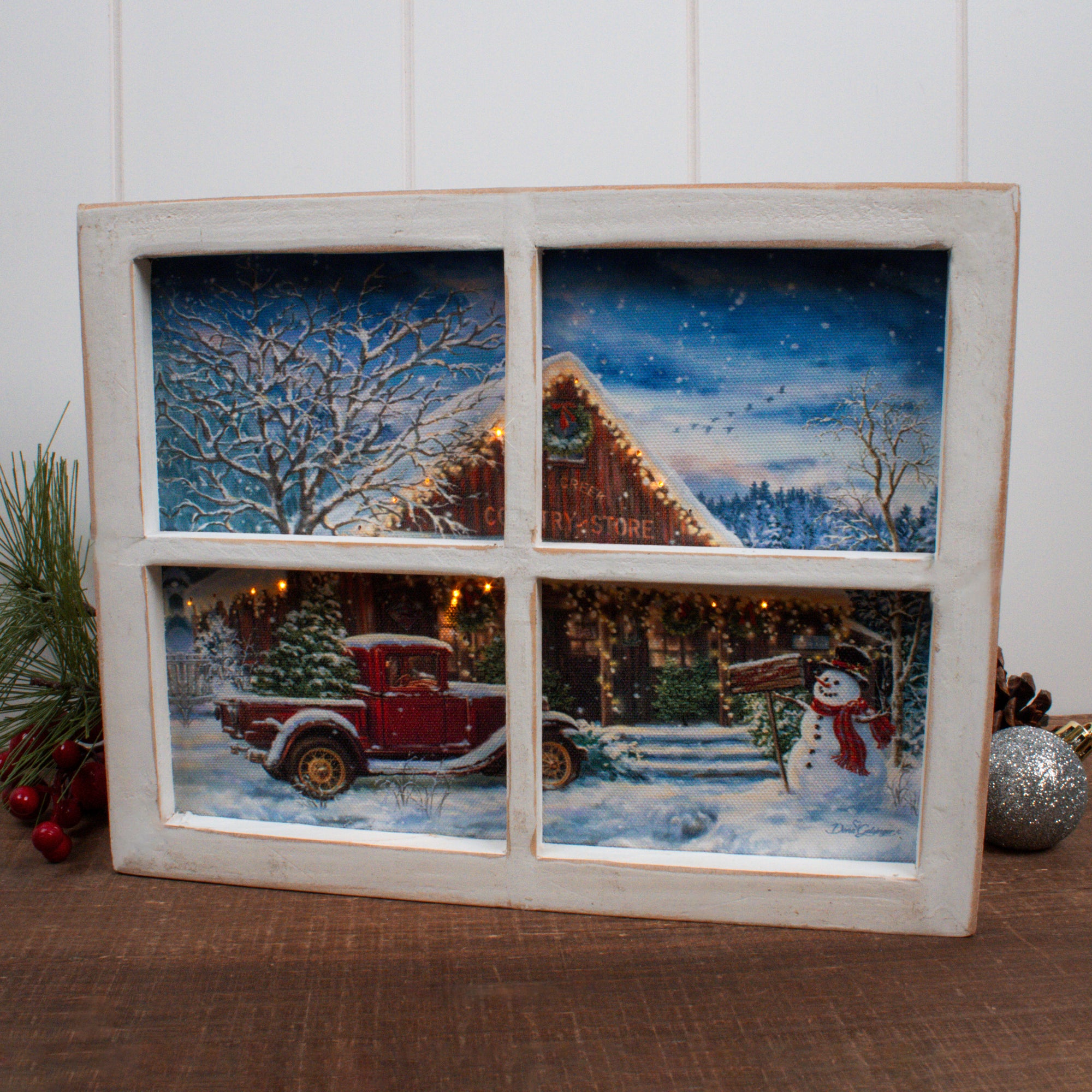 Country Store Christmas Lighted Shadow Box