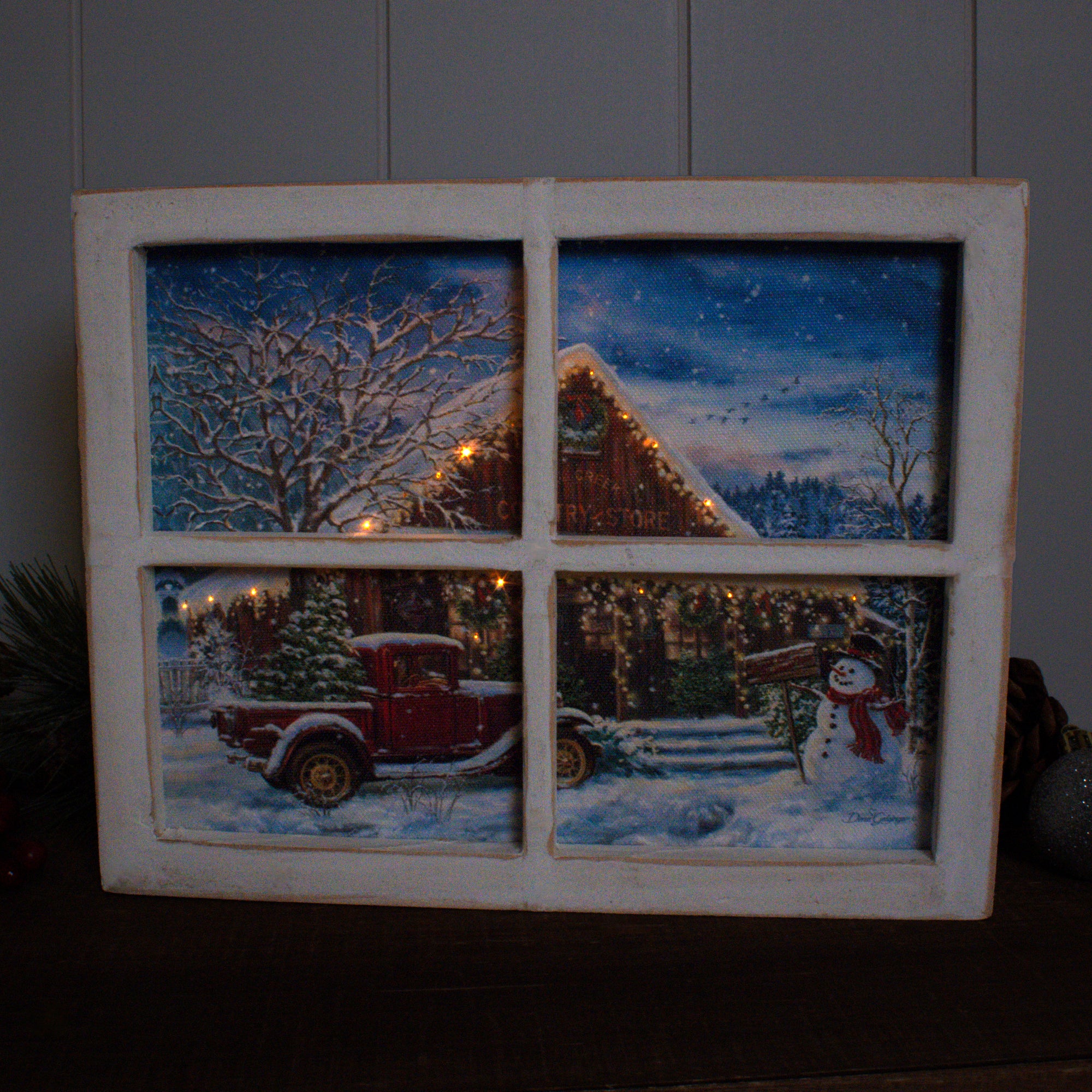 Country Store Christmas Lighted Shadow Box