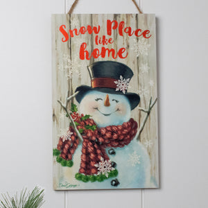 Snow Place Like Home Wooden Sign with Rope Hanger
