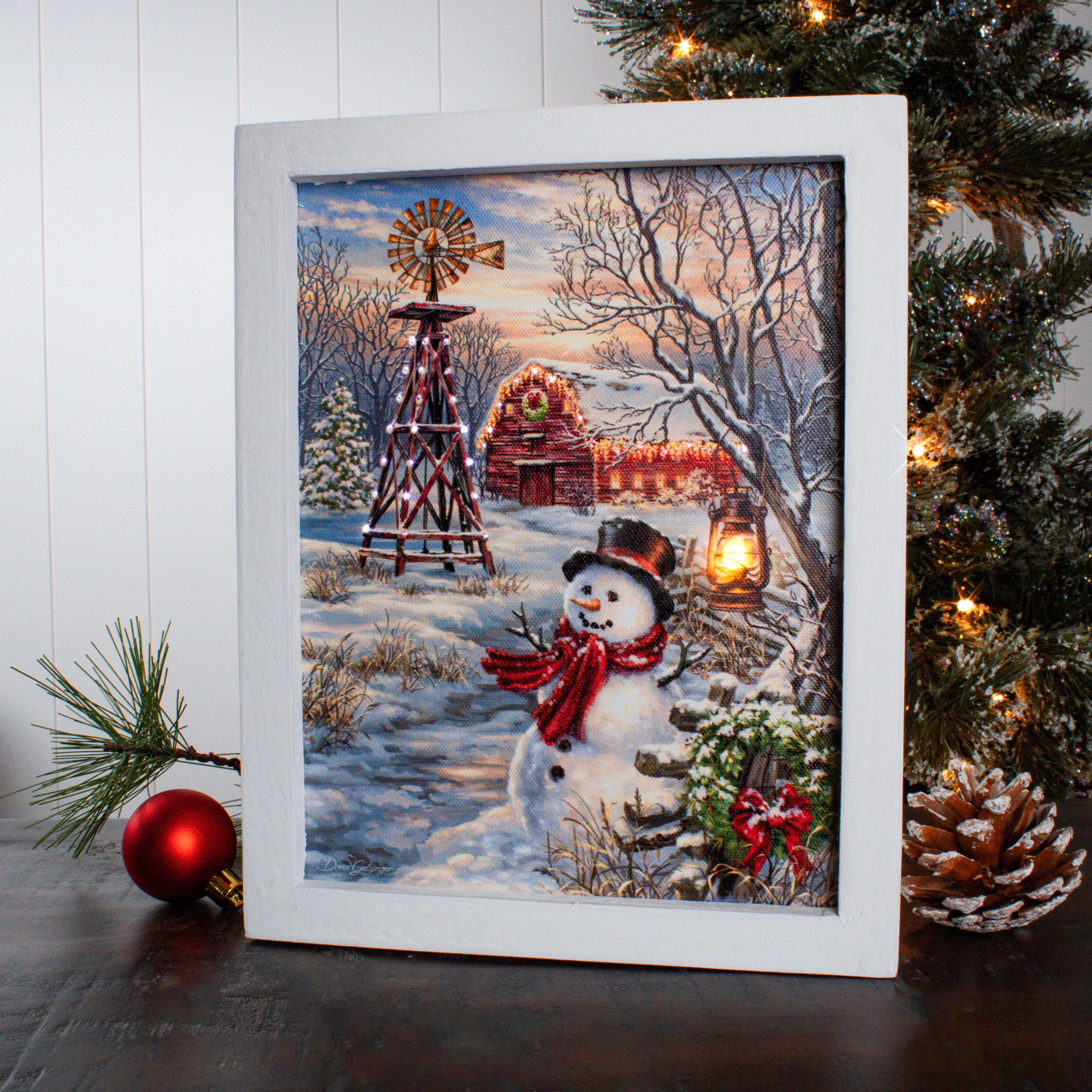 Winter Windmill Lighted Shadow Box