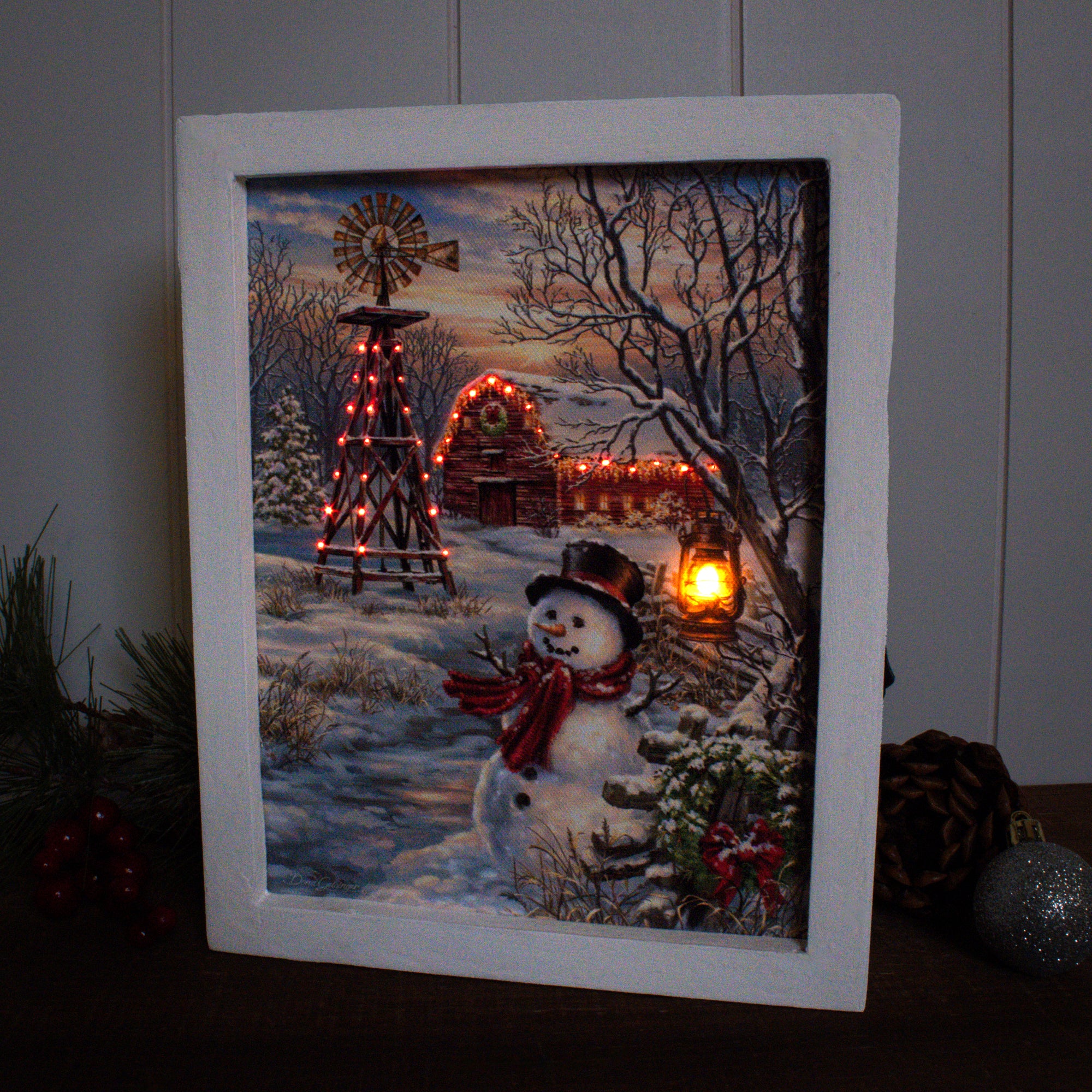 Winter Windmill Lighted Shadow Box