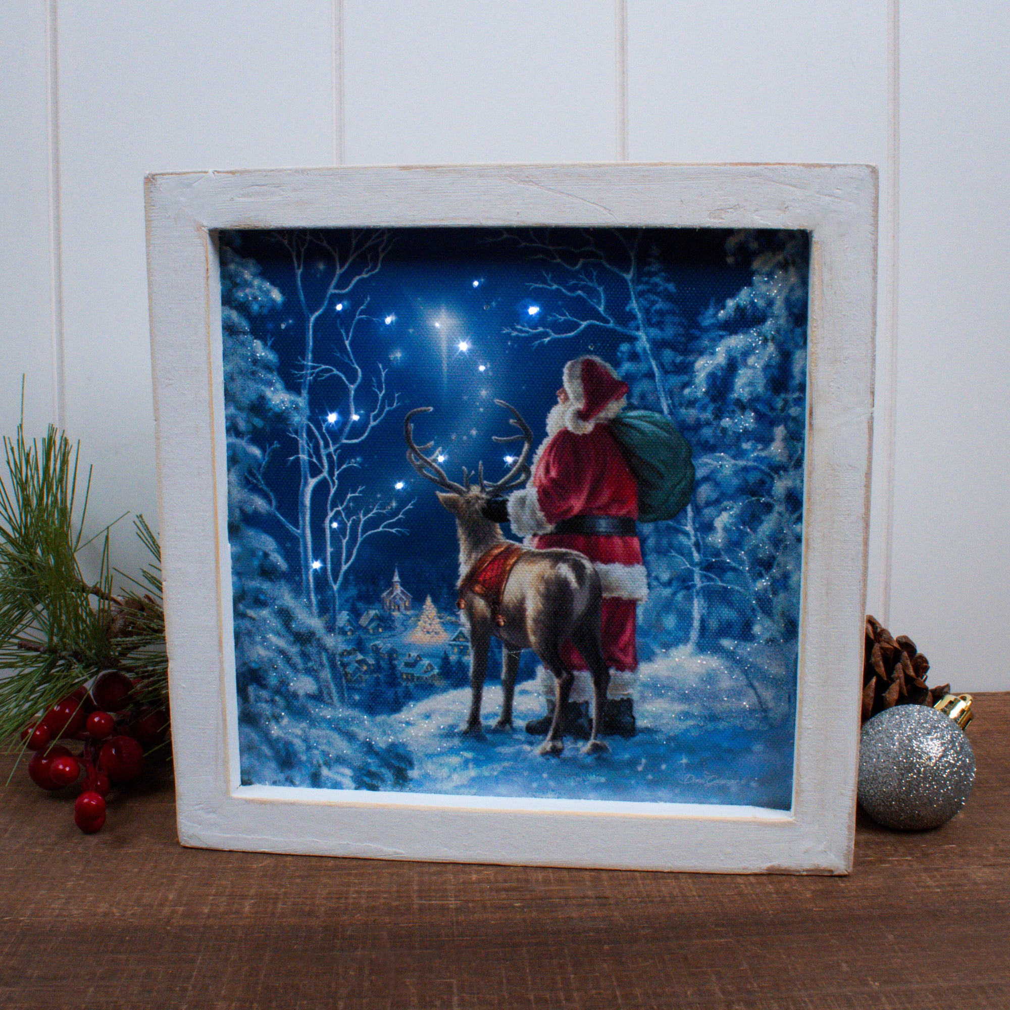 Starry Night Santa Lighted Shadow Box