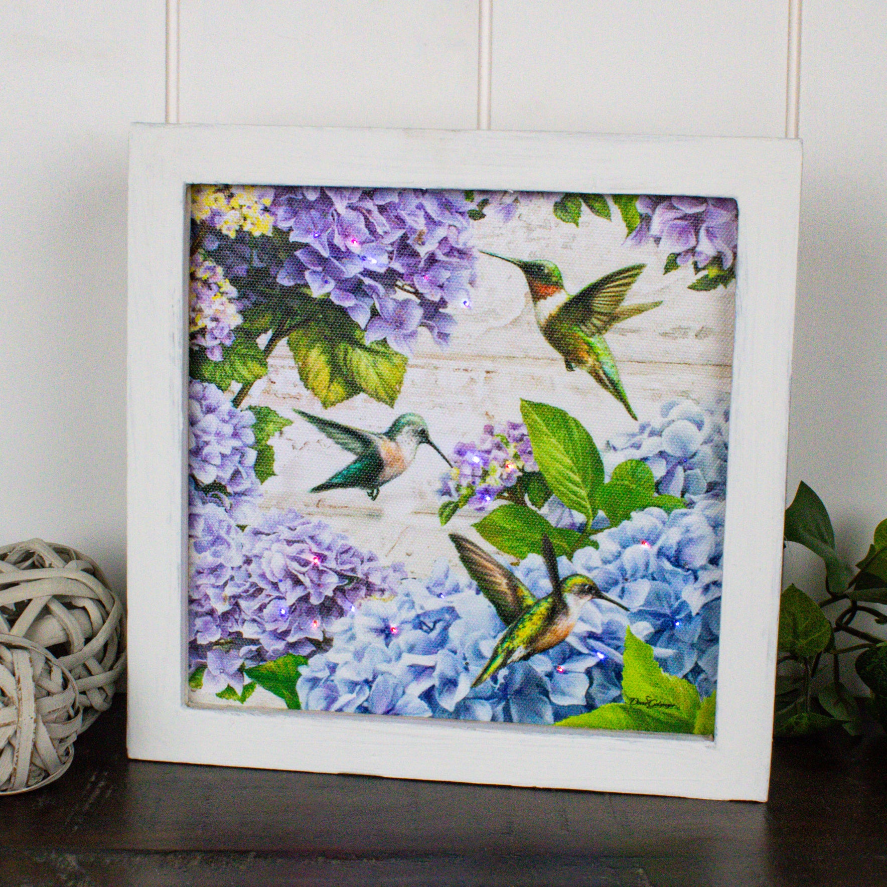 Hummingbirds Lighted Shadow Box