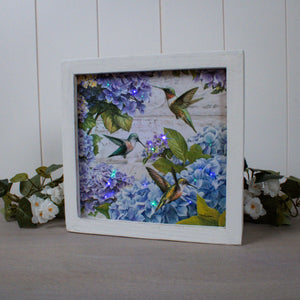 Hummingbirds Lighted Shadow Box
