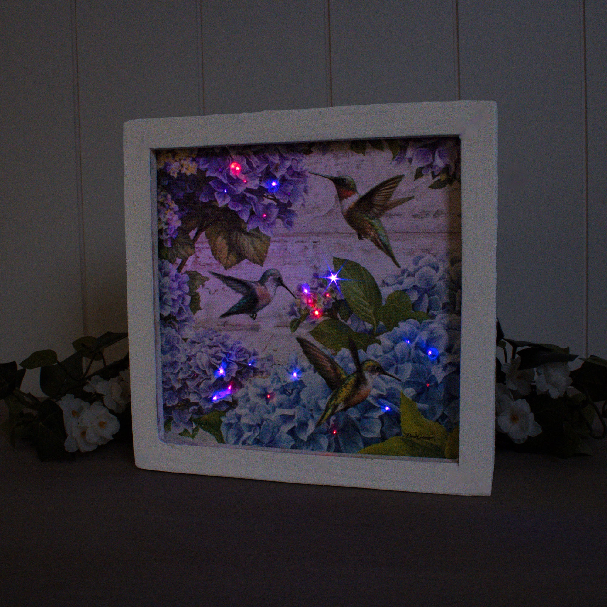 Hummingbirds Lighted Shadow Box