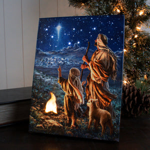 Shepherds Keeping Watch 8x6 Lighted Tabletop Canvas