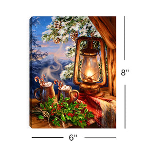 Hot Cocoa 8x6 Lighted Tabletop Canvas