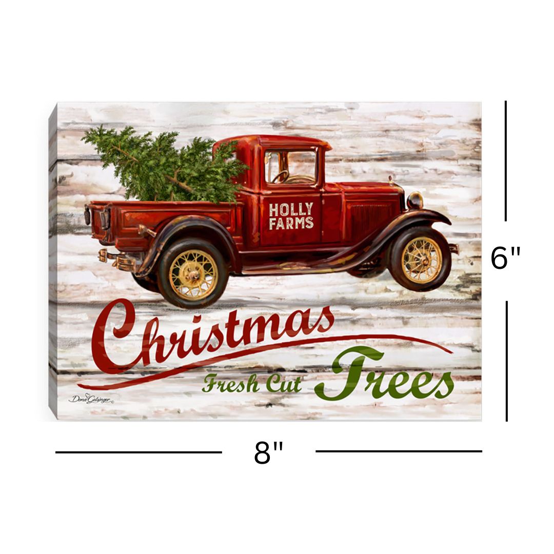 Red Truck Christmas 8x6 Lighted Tabletop Canvas