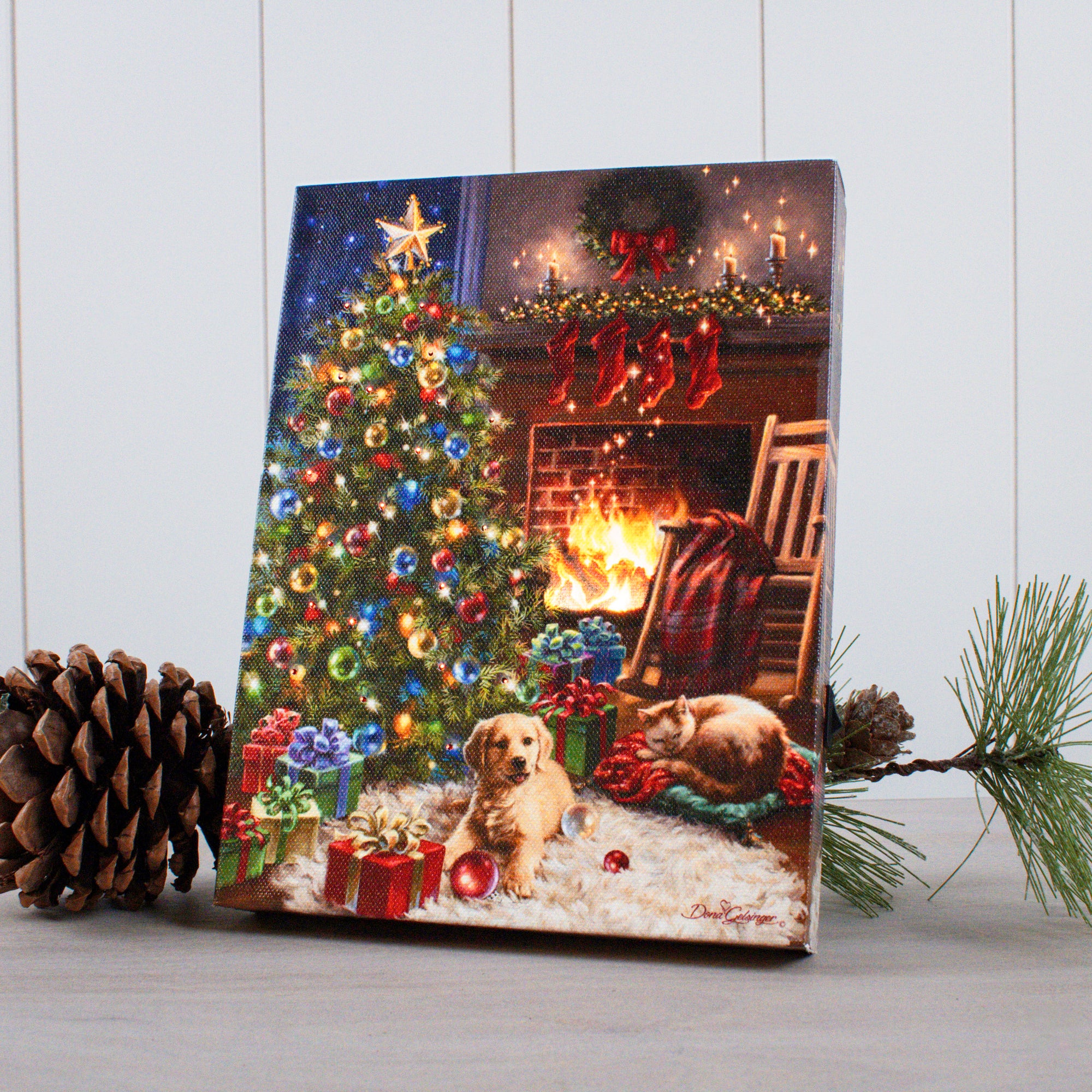 Cozy Christmas 8x6 Lighted Tabletop Canvas