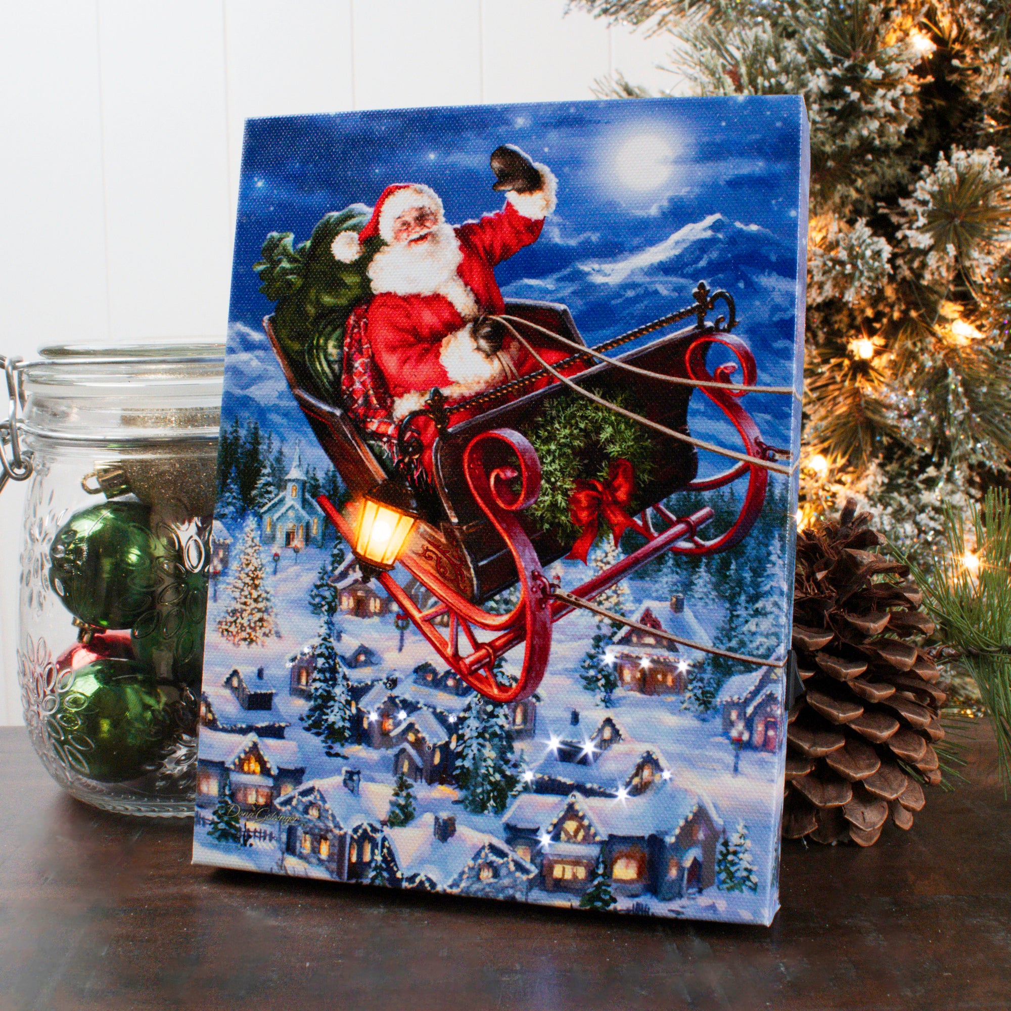 Delivering Christmas 8x6 Lighted Tabletop Canvas