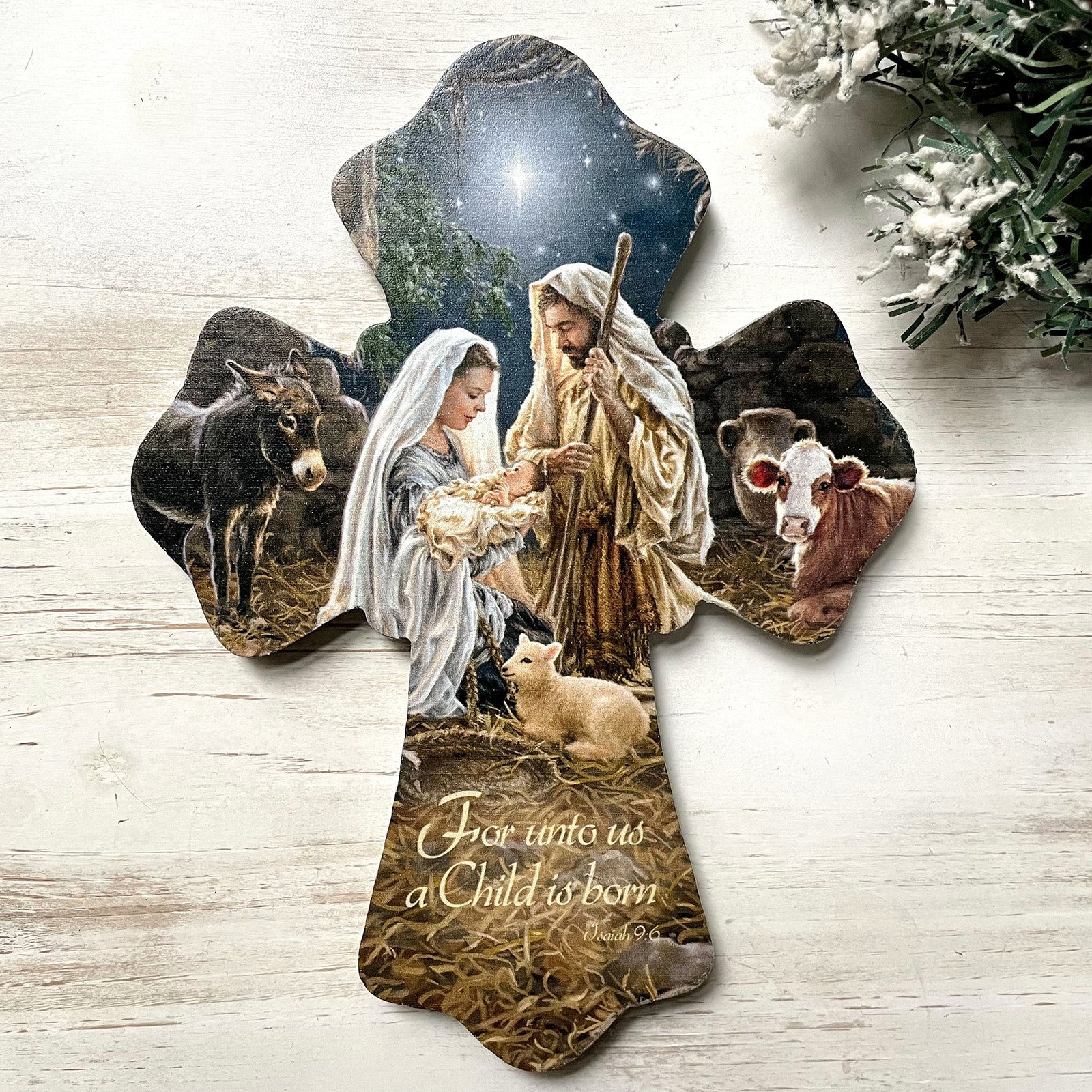 A Child Is Born Wooden Cross