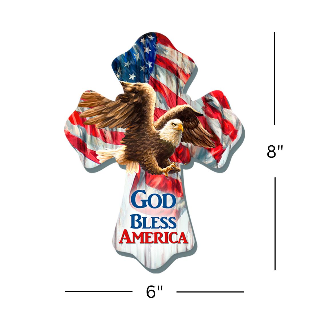 God Bless America Wooden Cross