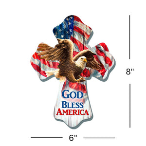 God Bless America Wooden Cross