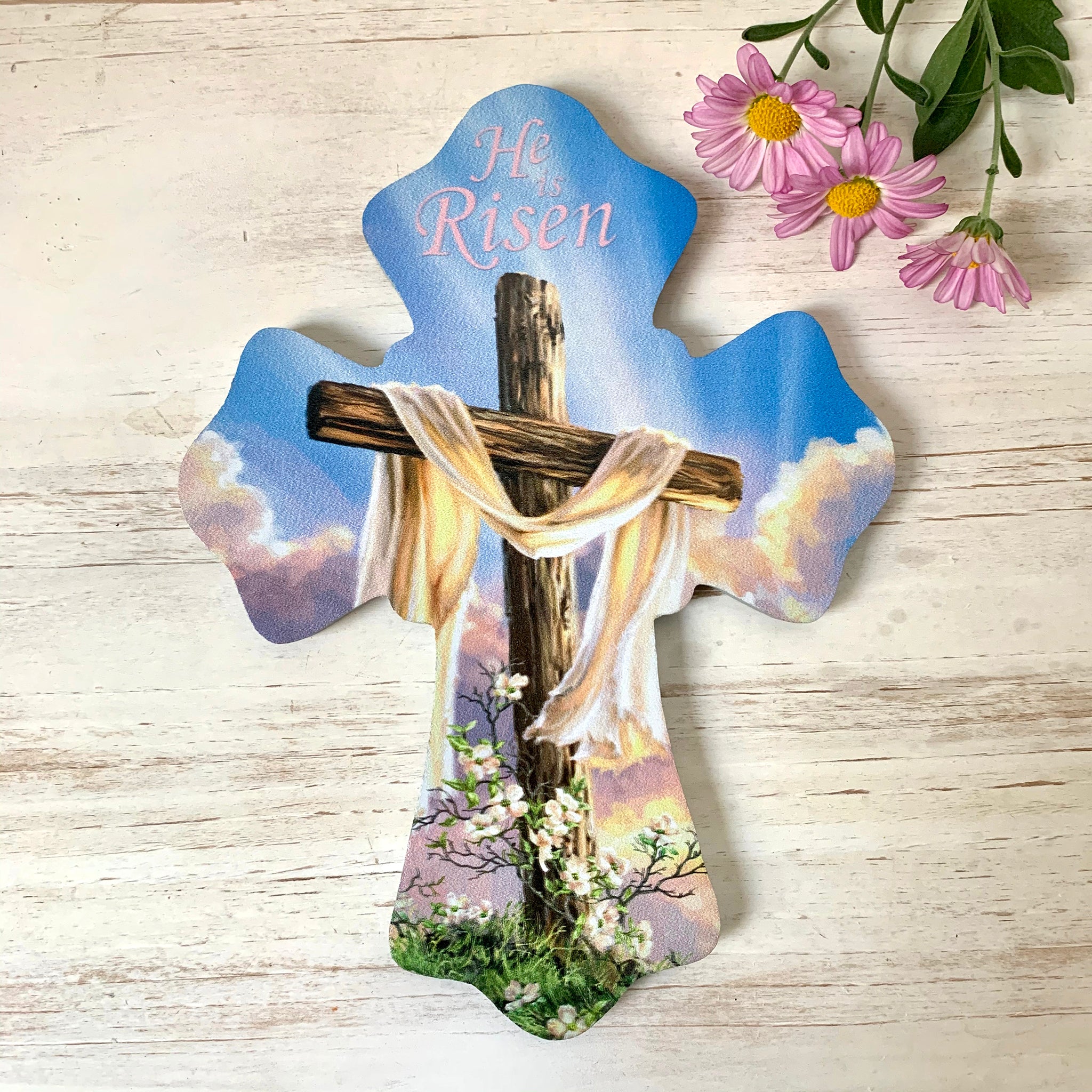 He Is Risen Wooden Cross