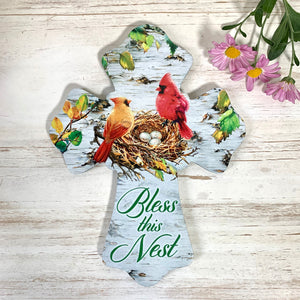 Bless This Nest Wooden Cross