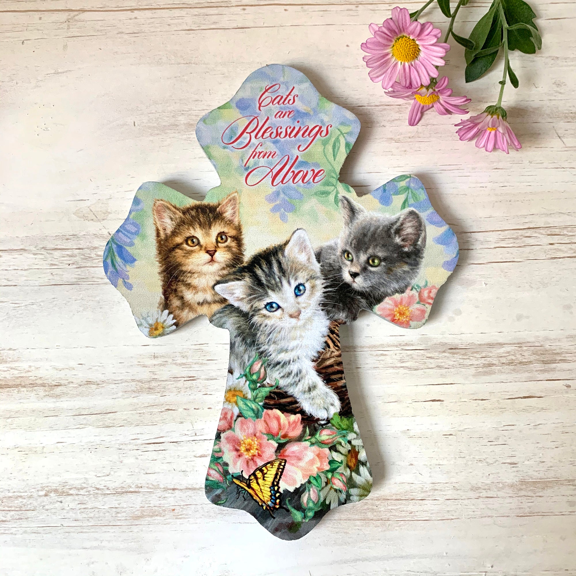 Cats Are Blessings Wooden Cross