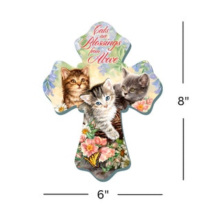 Cats Are Blessings Wooden Cross