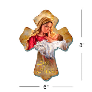 Ave Maria Wooden Cross