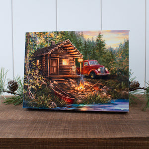 Cabin Life 8x6 Lighted Tabletop Canvas