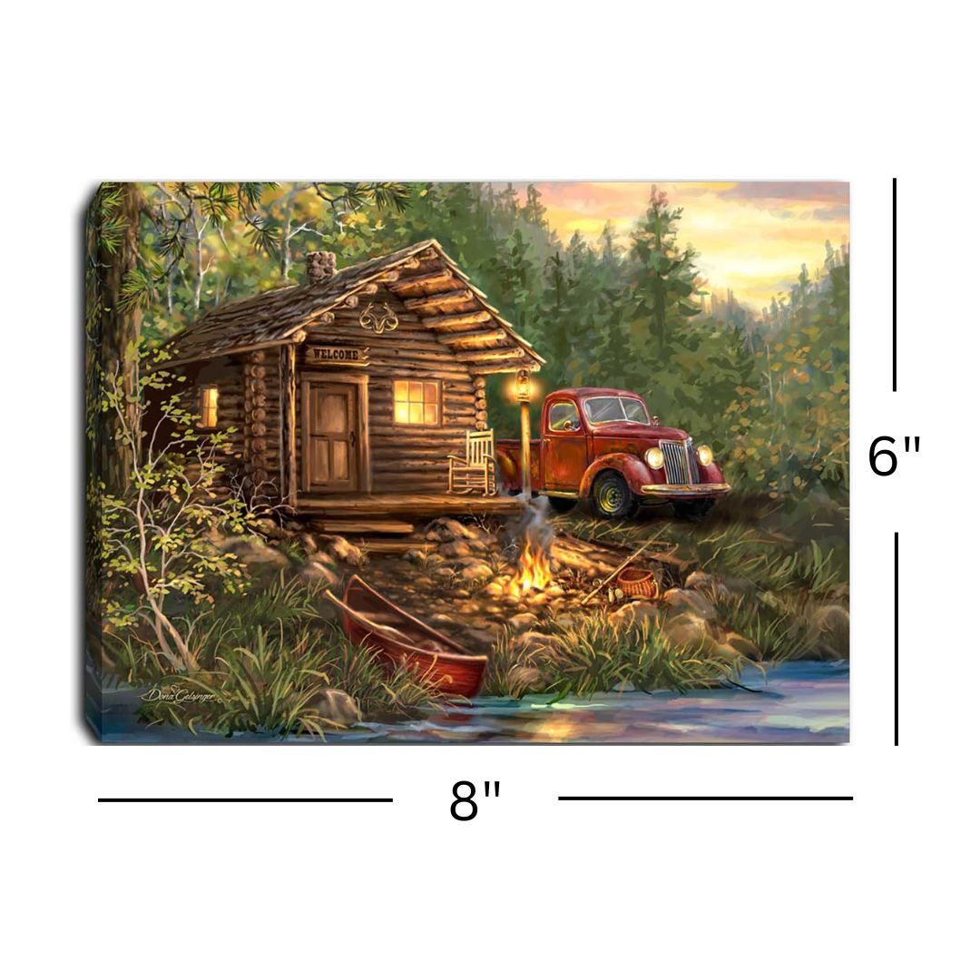 Cabin Life 8x6 Lighted Tabletop Canvas