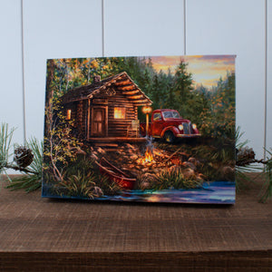 Cabin Life 8x6 Lighted Tabletop Canvas