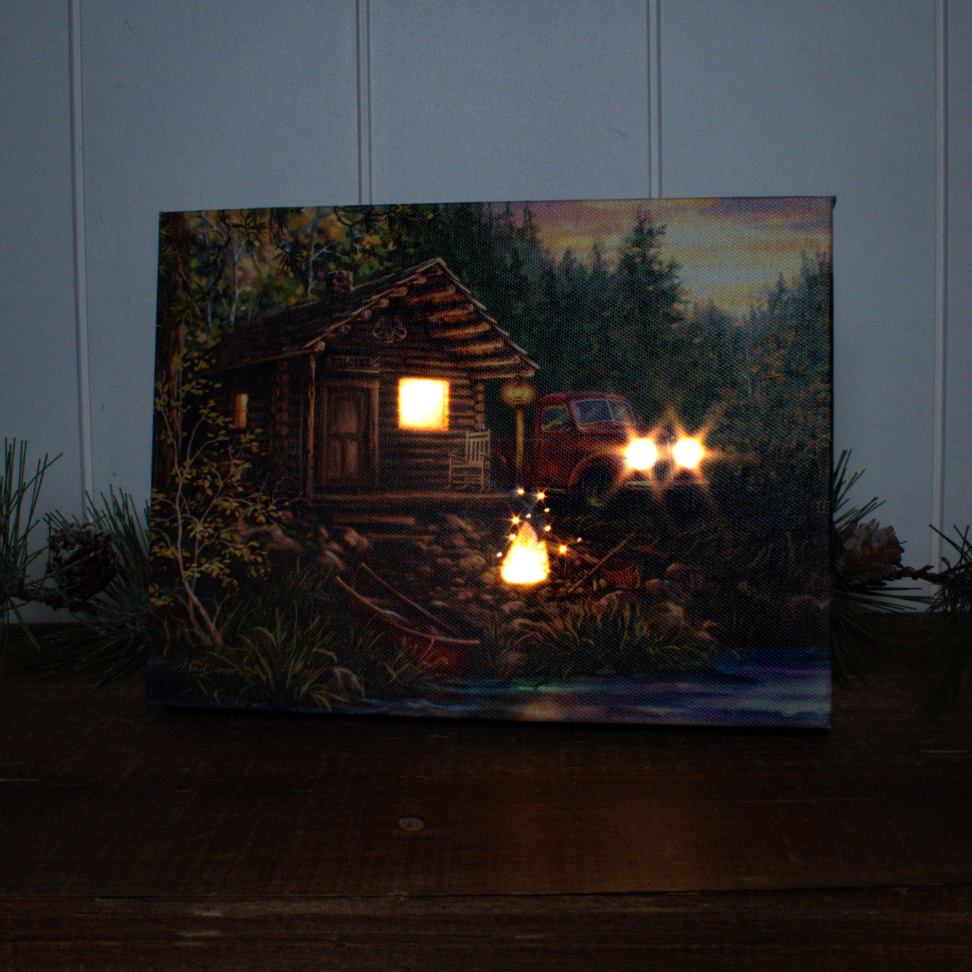 Cabin Life 8x6 Lighted Tabletop Canvas