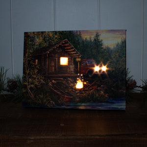 Cabin Life 8x6 Lighted Tabletop Canvas