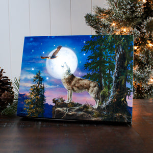 Wolf Moon 8x6 Lighted Tabletop Canvas