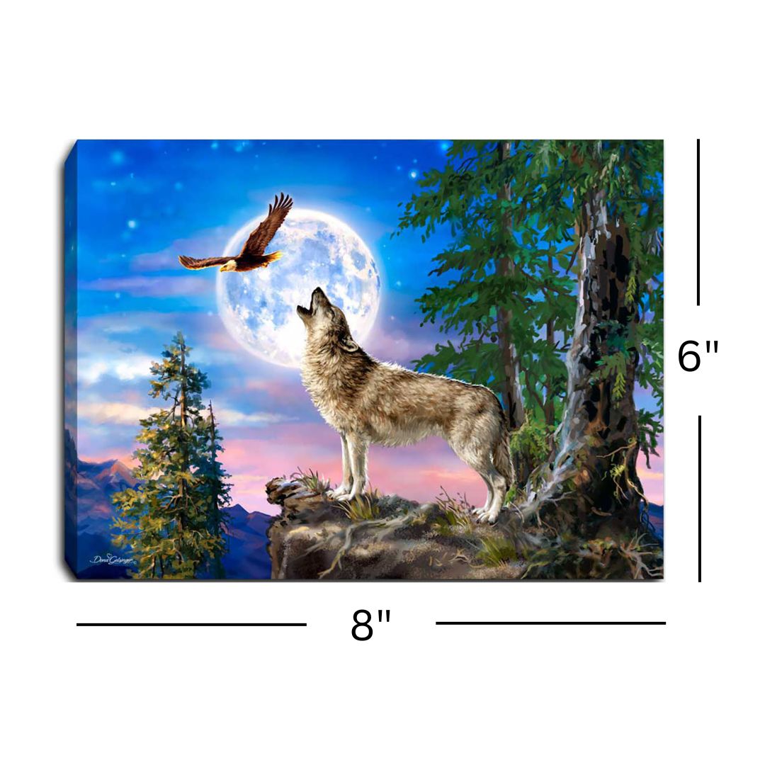 Wolf Moon 8x6 Lighted Tabletop Canvas