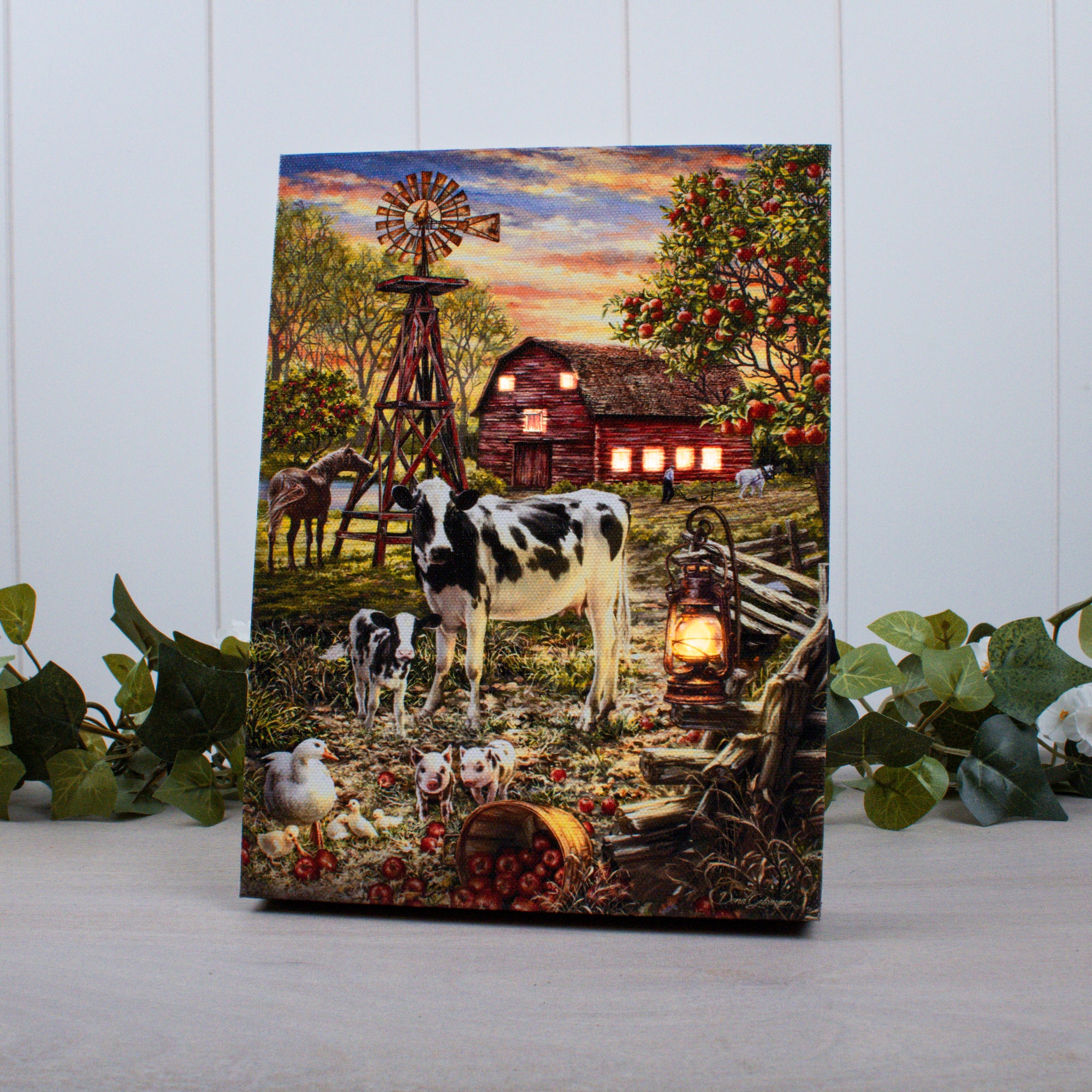 Old Country Farm 8x6 Lighted Tabletop Canvas