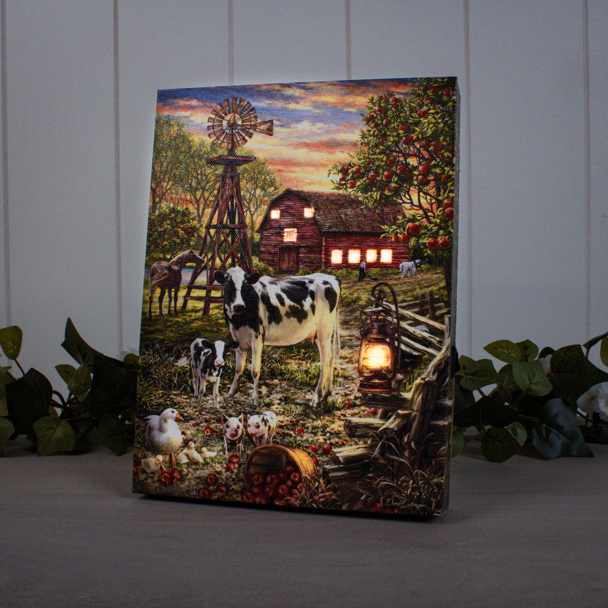 Old Country Farm 8x6 Lighted Tabletop Canvas