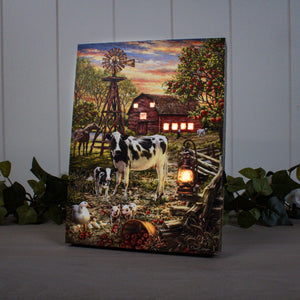 Old Country Farm 8x6 Lighted Tabletop Canvas