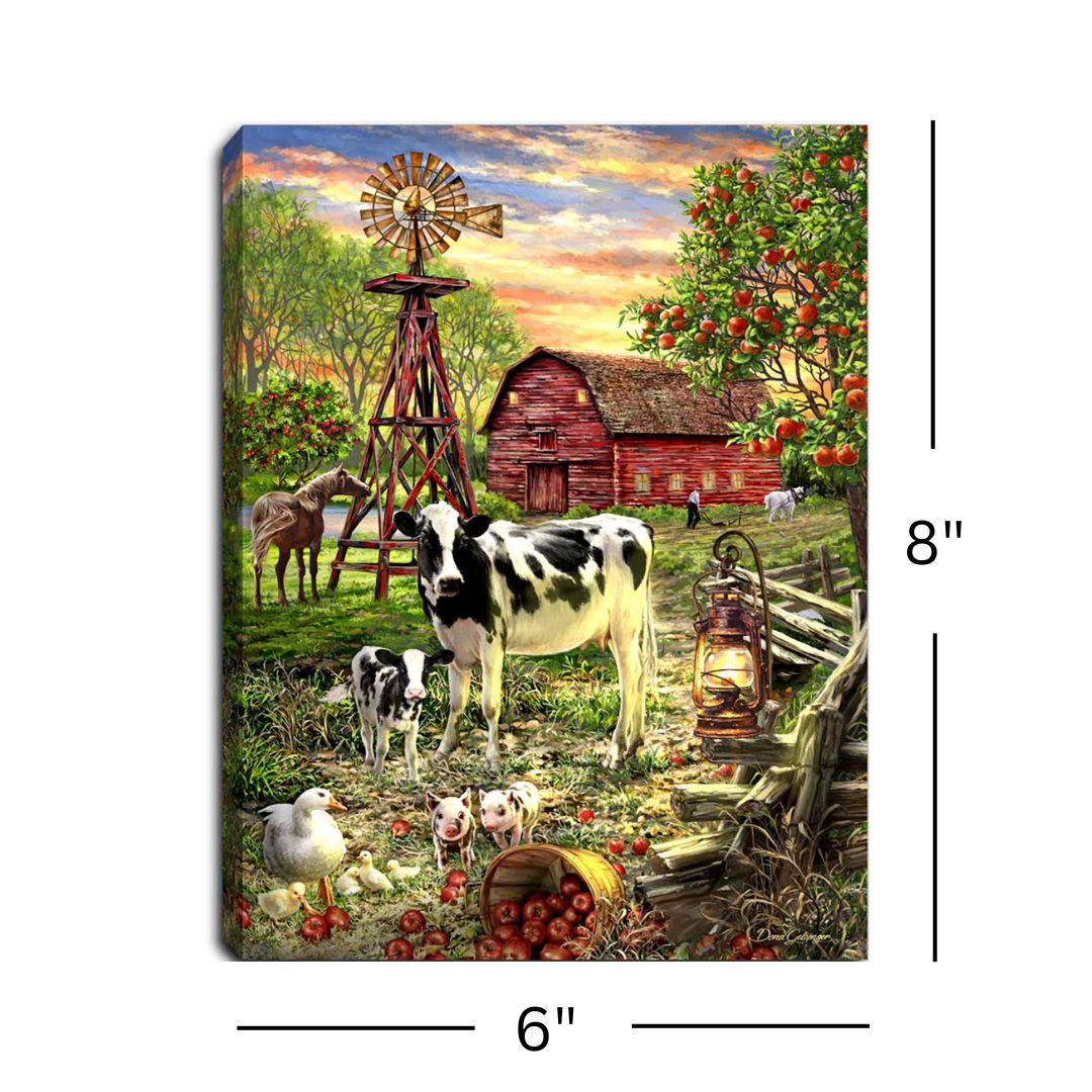 Old Country Farm 8x6 Lighted Tabletop Canvas