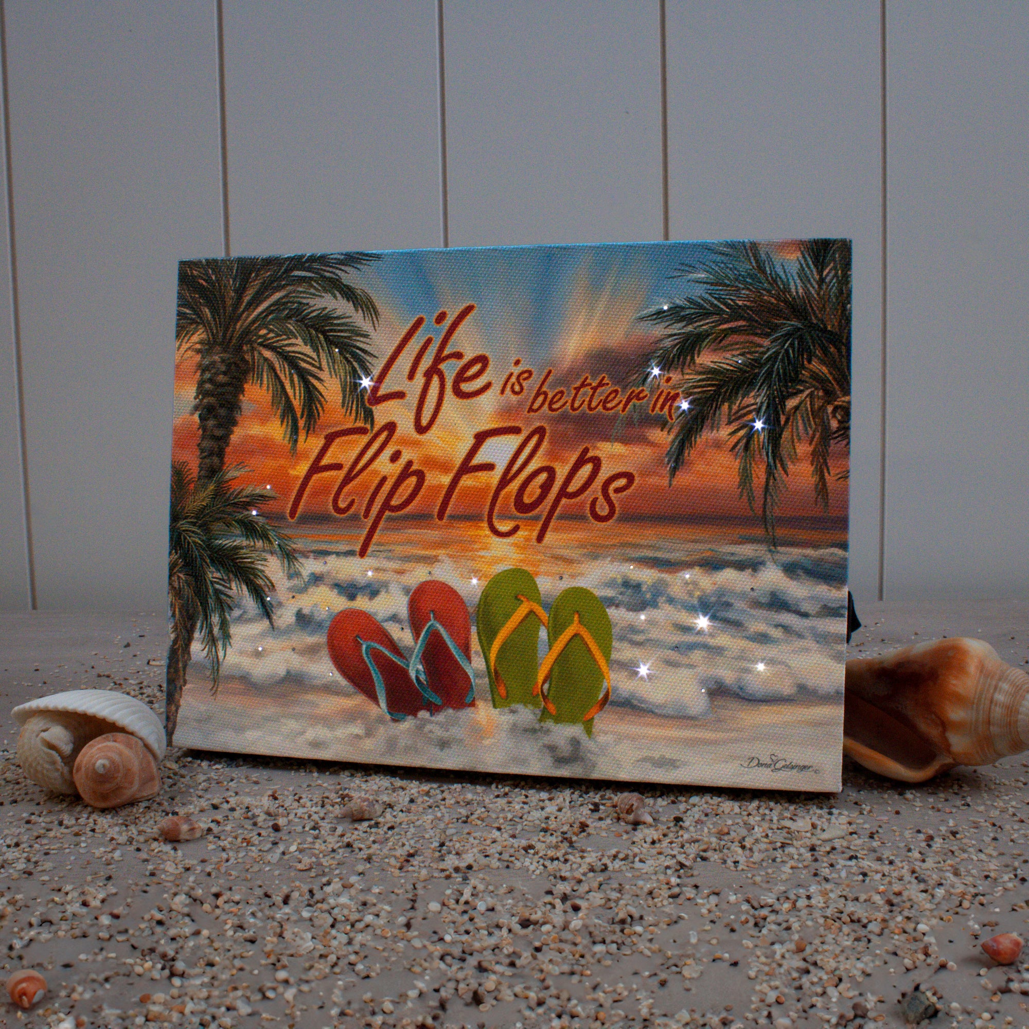 Flip Flops 8x6 Lighted Tabletop Canvas
