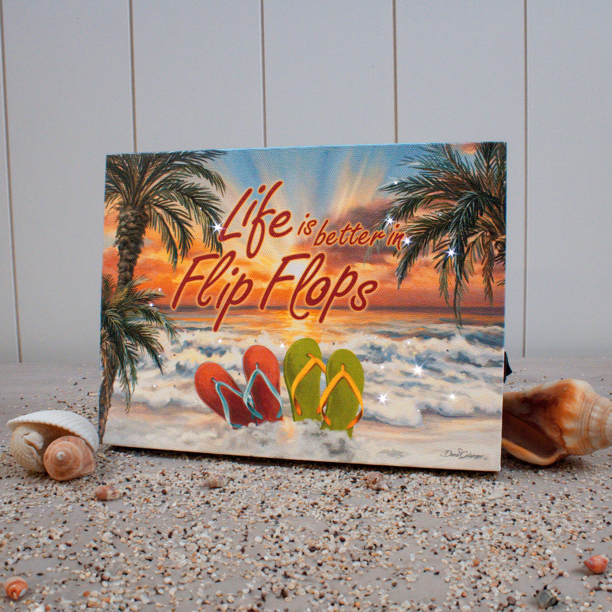 Flip Flops 8x6 Lighted Tabletop Canvas