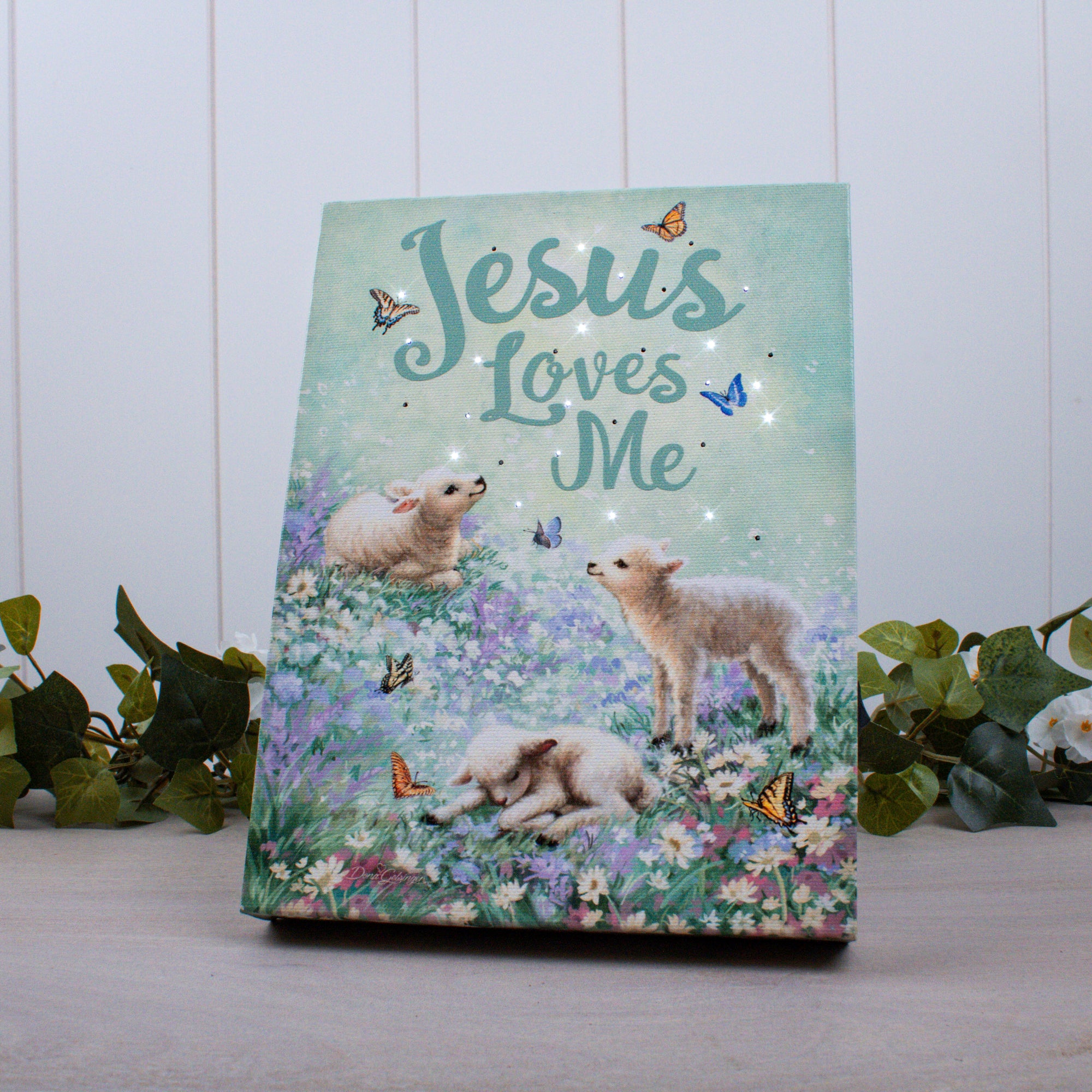 Jesus Loves Me 8x6 Lighted Tabletop Canvas
