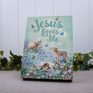 Jesus Loves Me 8x6 Lighted Tabletop Canvas