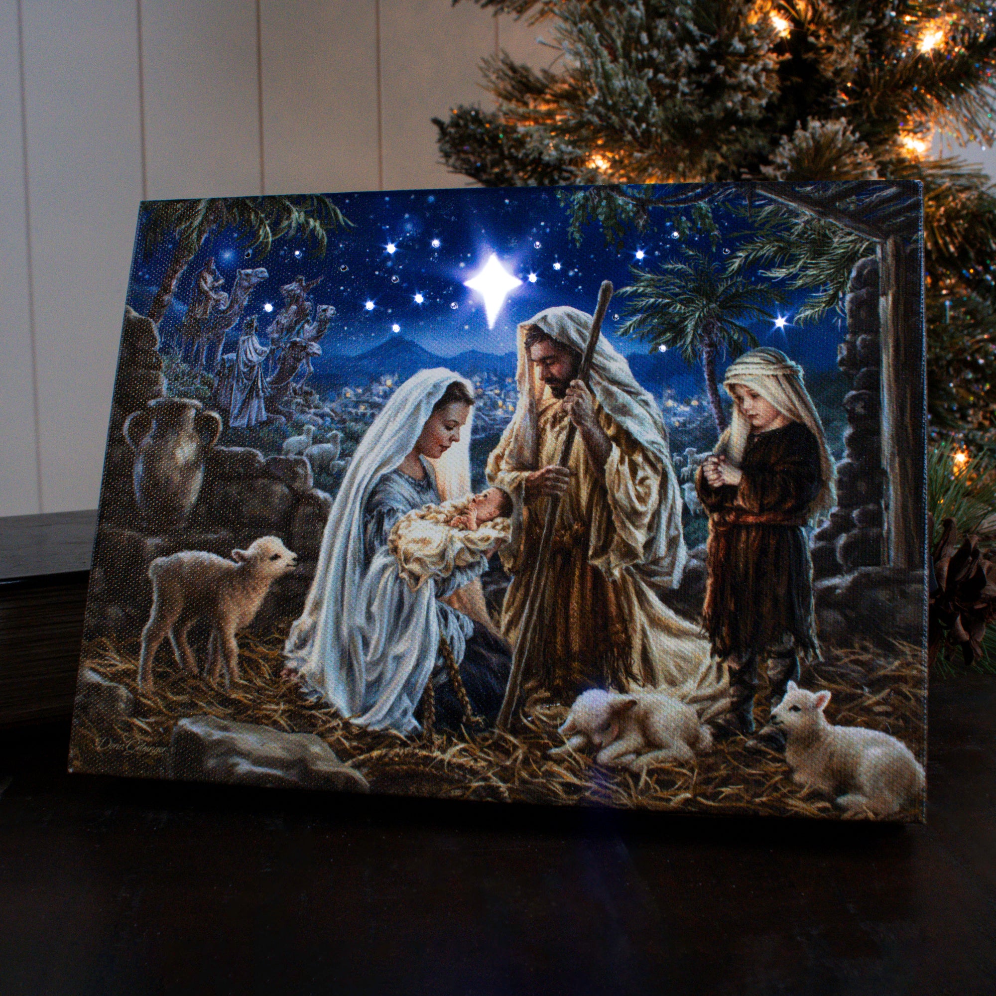Let Us Adore Him 8x6 Lighted Tabletop Canvas