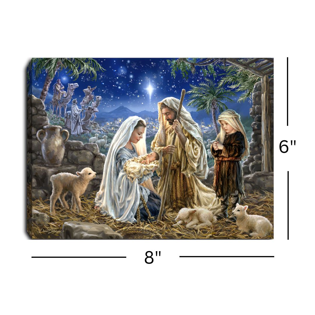 Let Us Adore Him 8x6 Lighted Tabletop Canvas