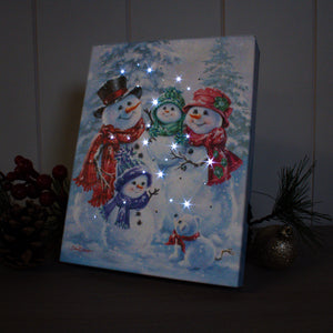 Snow Family 8x6 Lighted Tabletop Canvas