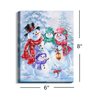 Snow Family 8x6 Lighted Tabletop Canvas