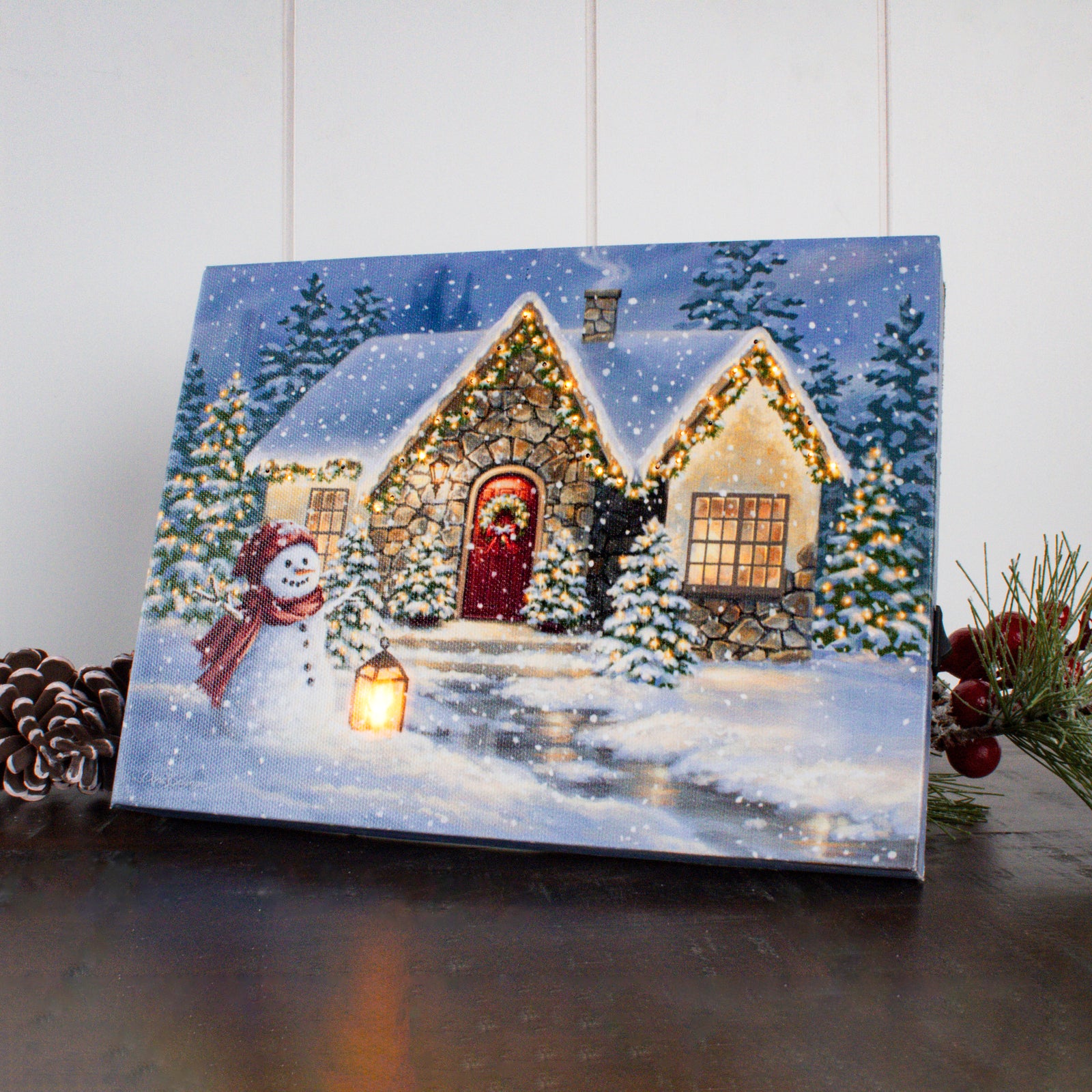 Christmas Light Lane 8x6 Lighted Tabletop Canvas