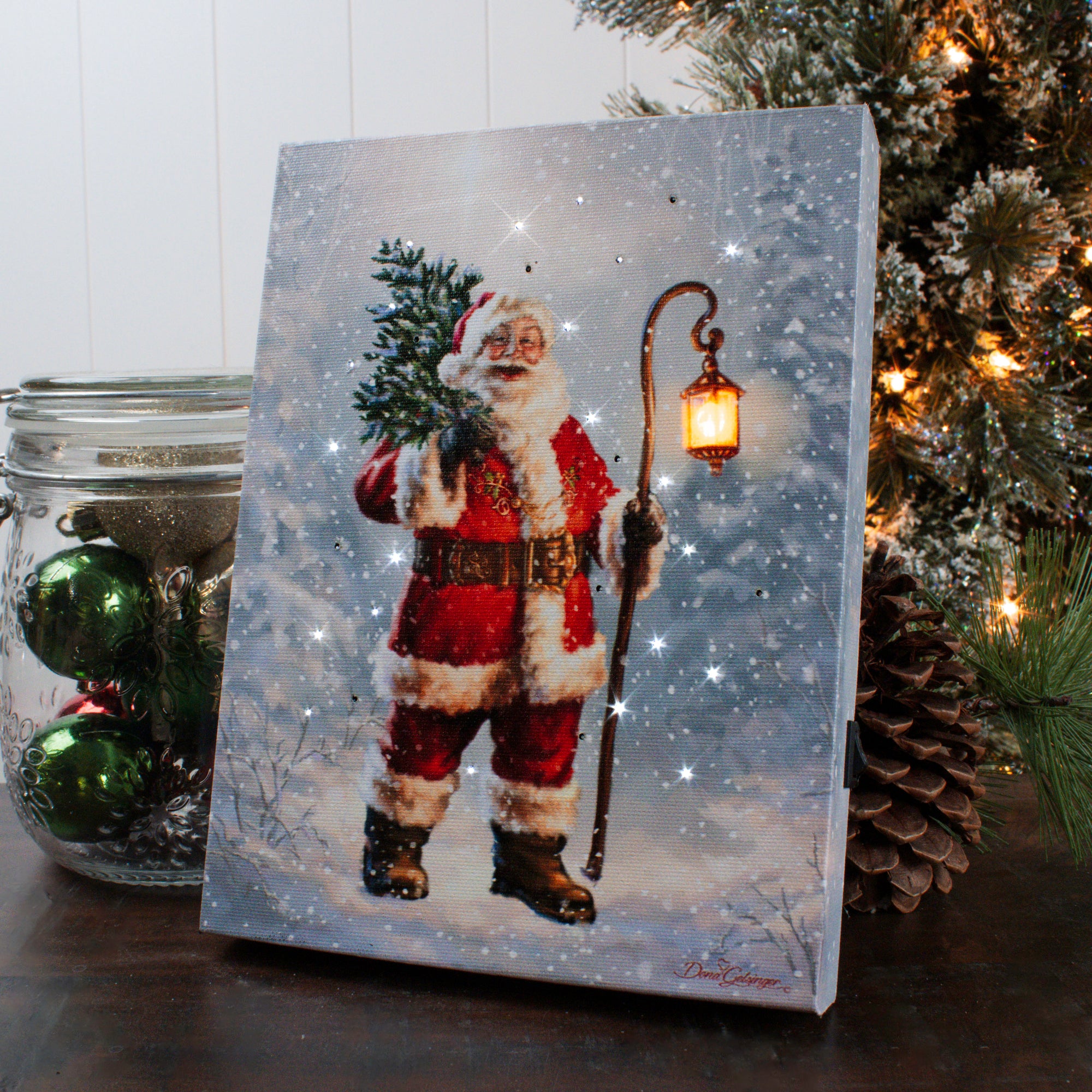 Father Christmas 8x6 Lighted Tabletop Canvas