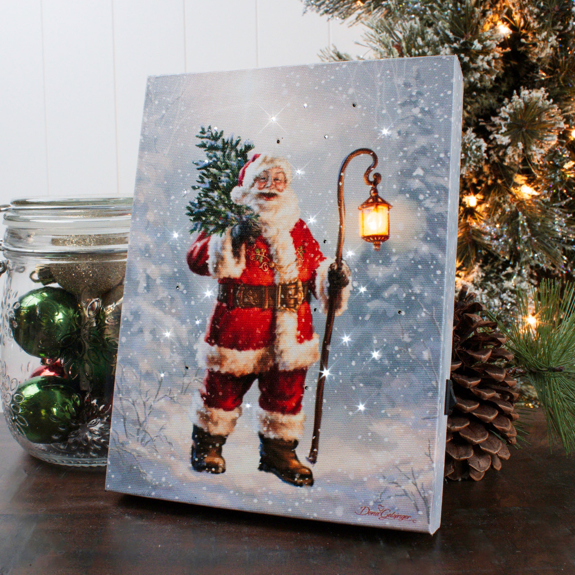 Father Christmas 8x6 Lighted Tabletop Canvas