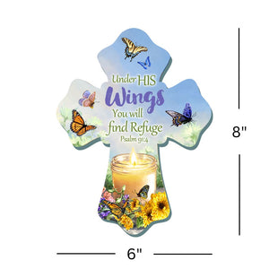 Under His Wings Wooden Cross