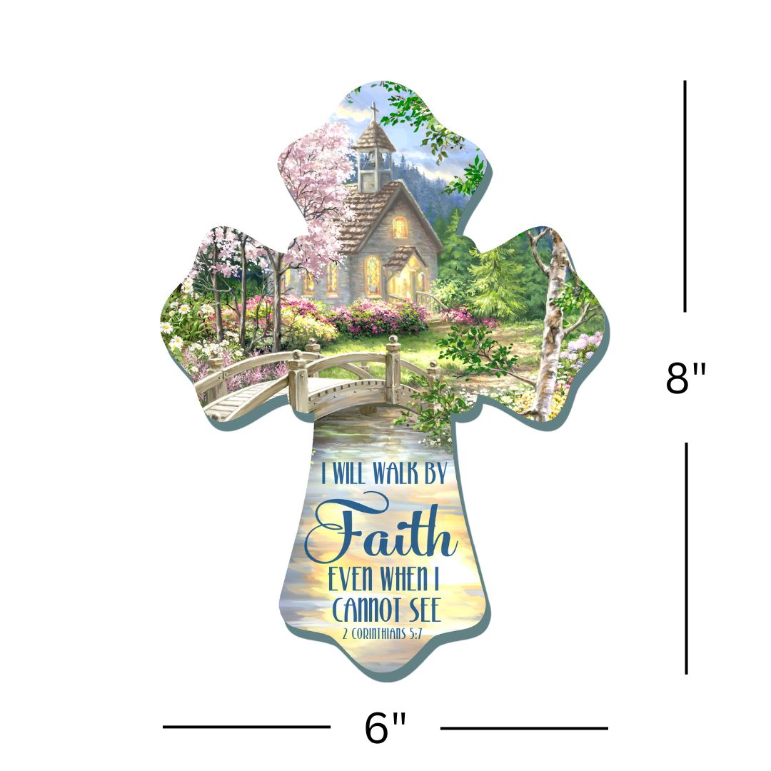 Walk by Faith Wooden Cross