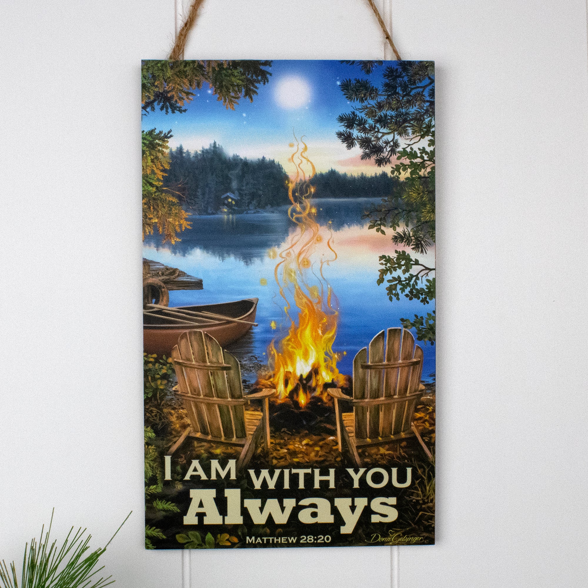 Lakeside Wooden Sign with Rope Hanger