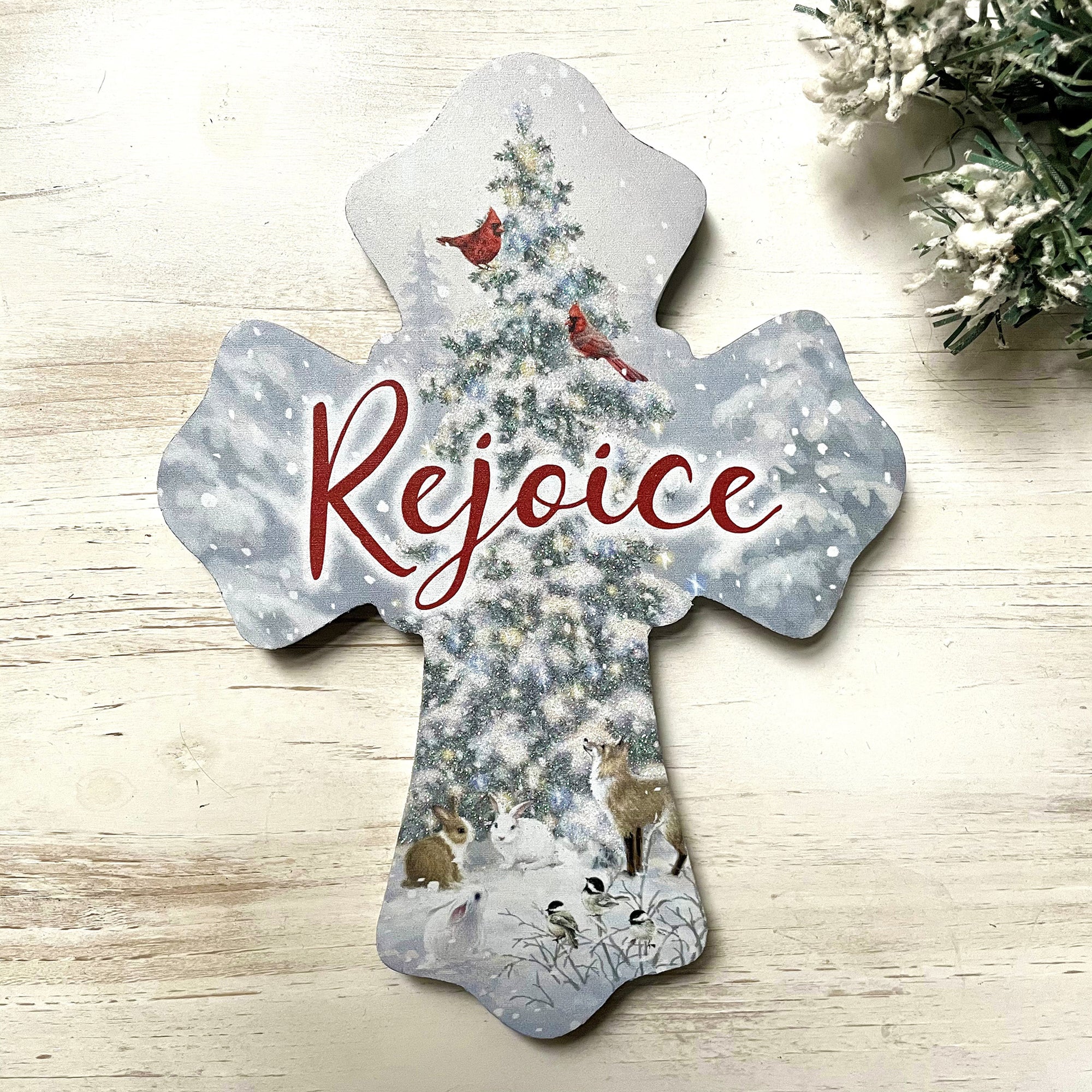 Rejoice Wooden Cross